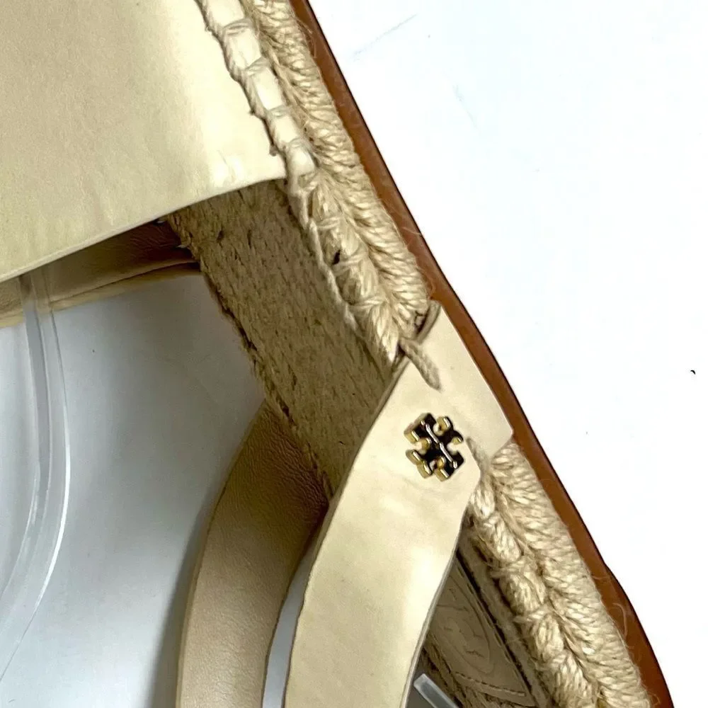 Tory Burch  Elegant Cream Leather Espadrille Sandals